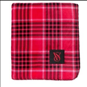 Victoria's Secret Red And Black Plaid Sherpa Blanket